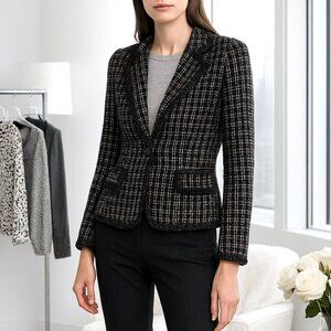 Kasper Women's Tweed Blazer Size 6P Academia Old Money Preppy Button Lined